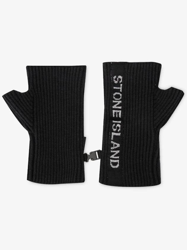Men's Lettering Logo Navy Gloves - STONE ISLAND - BALAAN 3
