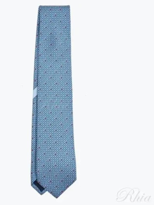 Gancini Print Silk Tie Blue - SALVATORE FERRAGAMO - BALAAN 2