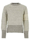 4 Bar Stripe Melange Effect Wool Knit Top Grey - THOM BROWNE - BALAAN 2