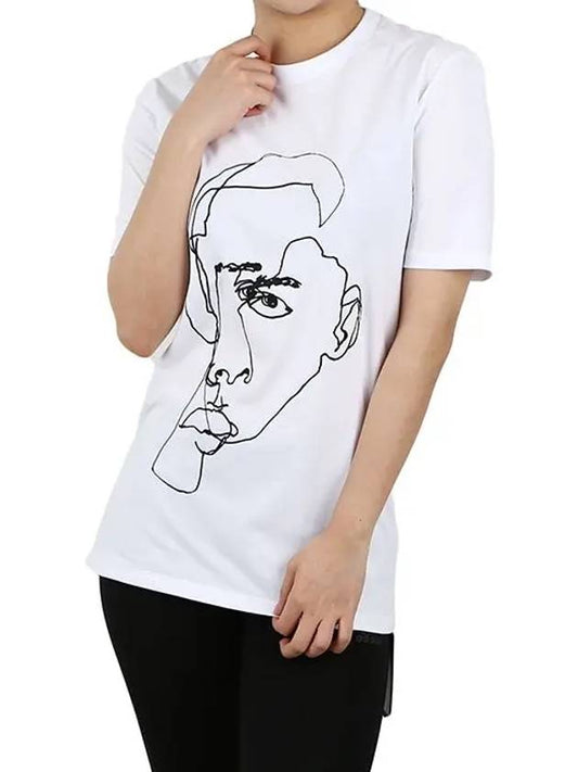 Portrait Printing T-Shirt White Woman PBJT489P - NEIL BARRETT - BALAAN 2