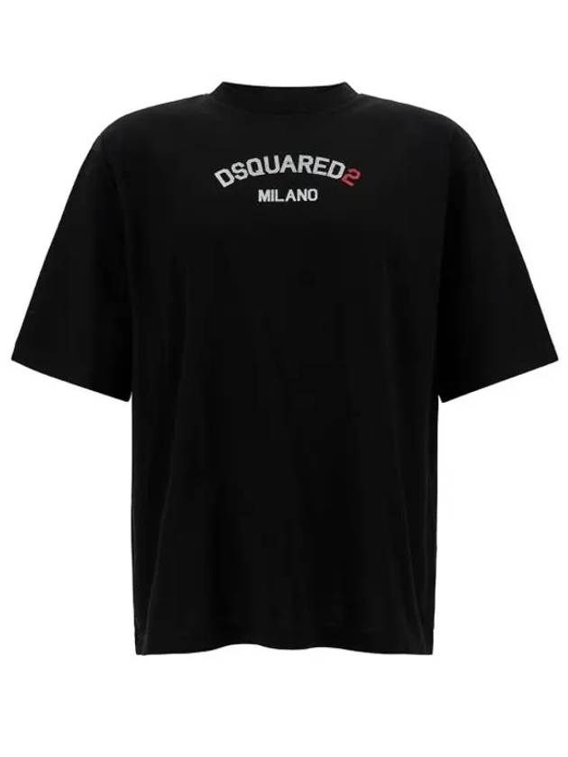 Logo Print Short Sleeve T Shirt Black - DSQUARED2 - BALAAN 2