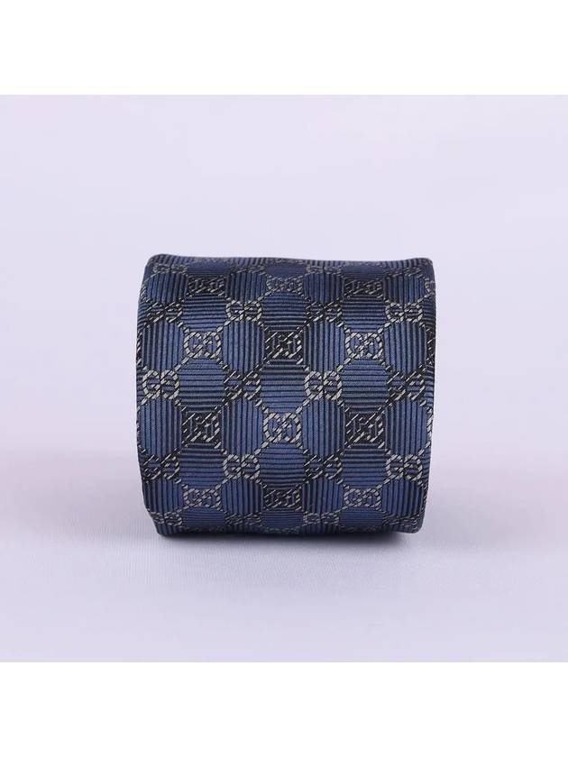 GG Pattern Slim Silk Tie Navy - GUCCI - BALAAN 4