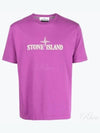 Stitches Two Embroidery Short Sleeve T-Shirt Purple - STONE ISLAND - BALAAN 2