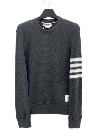 4 Bar Stripe Open Raschel Stitch Sweatshirt Grey - THOM BROWNE - BALAAN 2