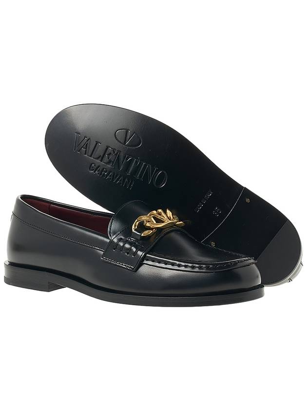 V Logo Signature Chain Loafers Black - VALENTINO - BALAAN 6