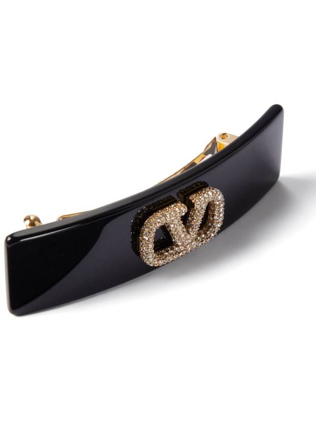 V Logo Signature Metal Resin Hair Clip Black - VALENTINO - BALAAN 5