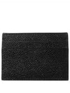 Stripe Note Compartment Pebble Grain Leather Card Wallet Black - THOM BROWNE - BALAAN 3