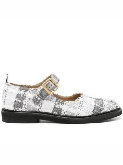 Tartan Check Tweed Ballerina Shoes Medium Grey - THOM BROWNE - BALAAN 2