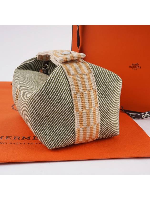 Bride A Brac H Natte Small Pouch Bag Wool Vert Foret - HERMES - BALAAN 8