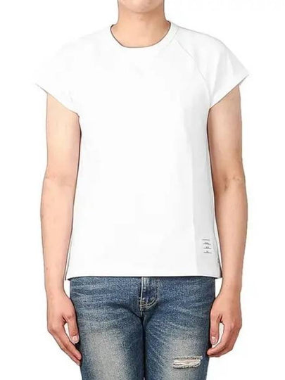 Men's Raglan Three-Stripe Tab White Short Sleeve T-Shirt - THOM BROWNE - BALAAN 2