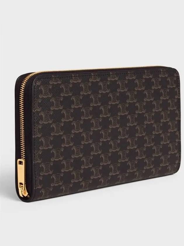 Triomphe Canvas Zipper Long Wallet Black - CELINE - BALAAN 4