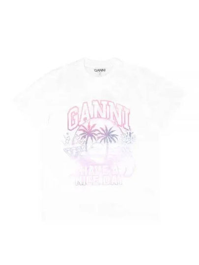 Logo Print Short Sleeve T-Shirt White - GANNI - BALAAN 2