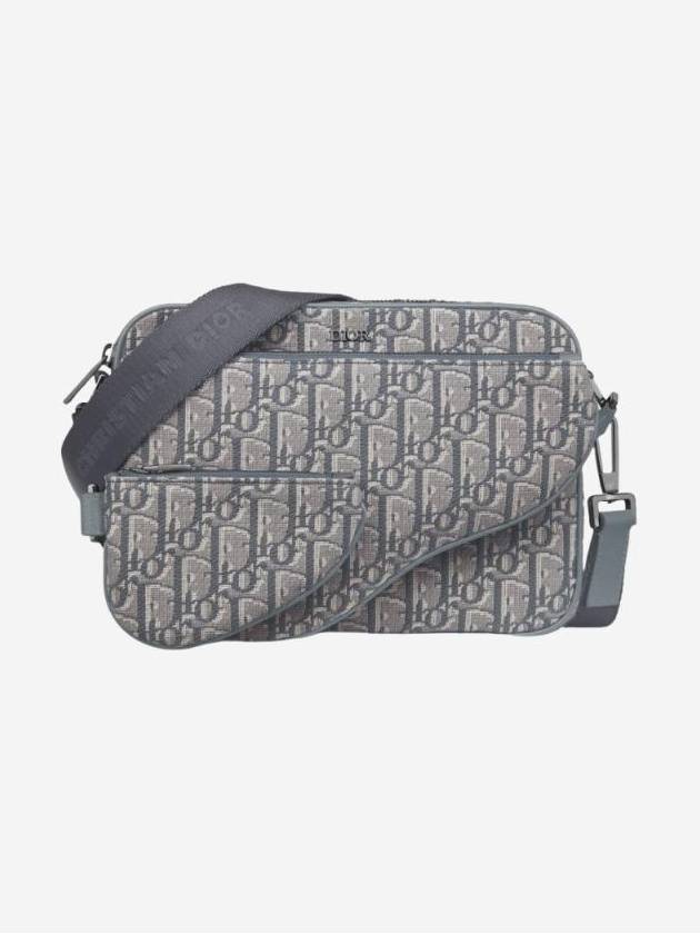 Oblique Jacquard Saddle Triple Pouch Cross Bag Deep Grey - DIOR - BALAAN 1