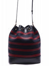 Canvas Braided Leather Bucket Bag Marine - SAINT LAURENT - BALAAN 5