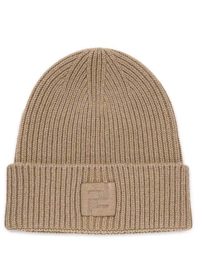 Logo Knit Beanie Beige - FENDI - BALAAN 2