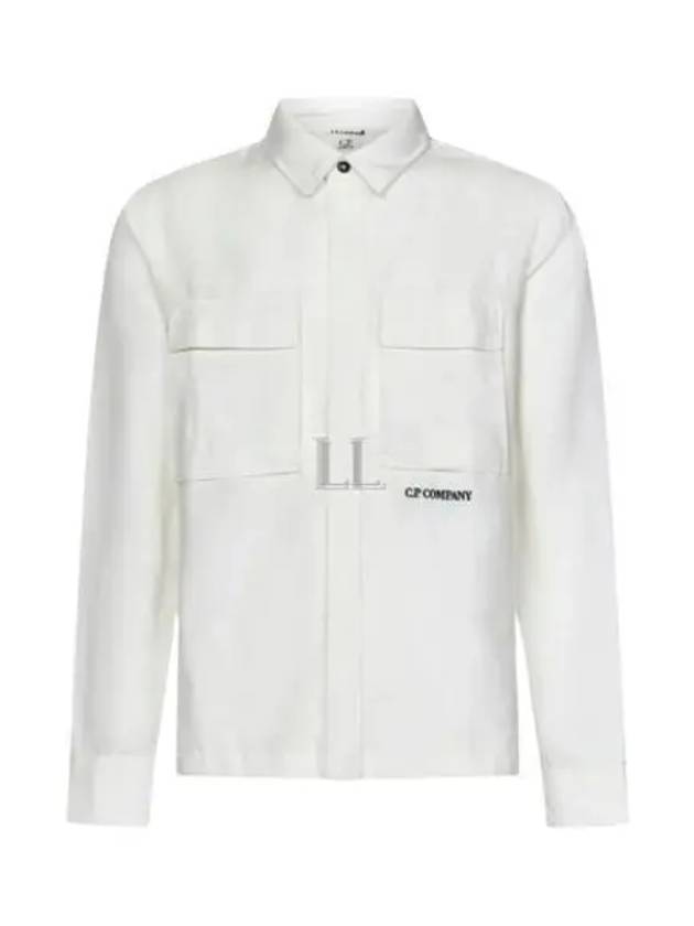 Broken Linen Cotton Long Sleeve Shirt White - CP COMPANY - BALAAN 2