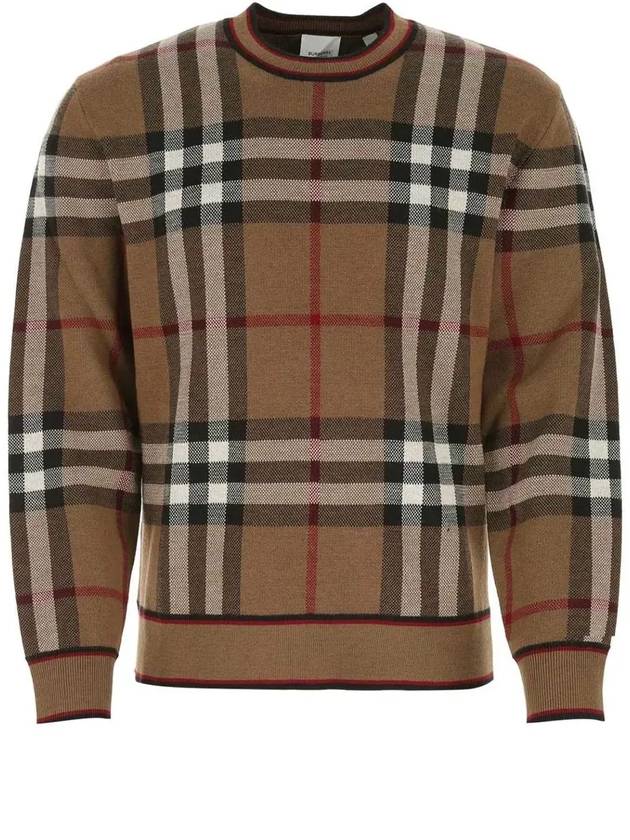 Check Wool Jacquard Knit Top Brown - BURBERRY - BALAAN 2