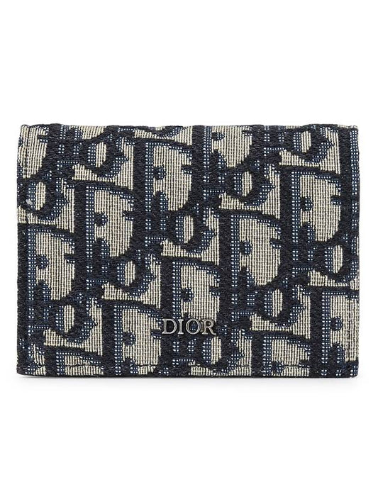 Business Oblique Jacquard Card Holder Beige & Black - DIOR - BALAAN 1