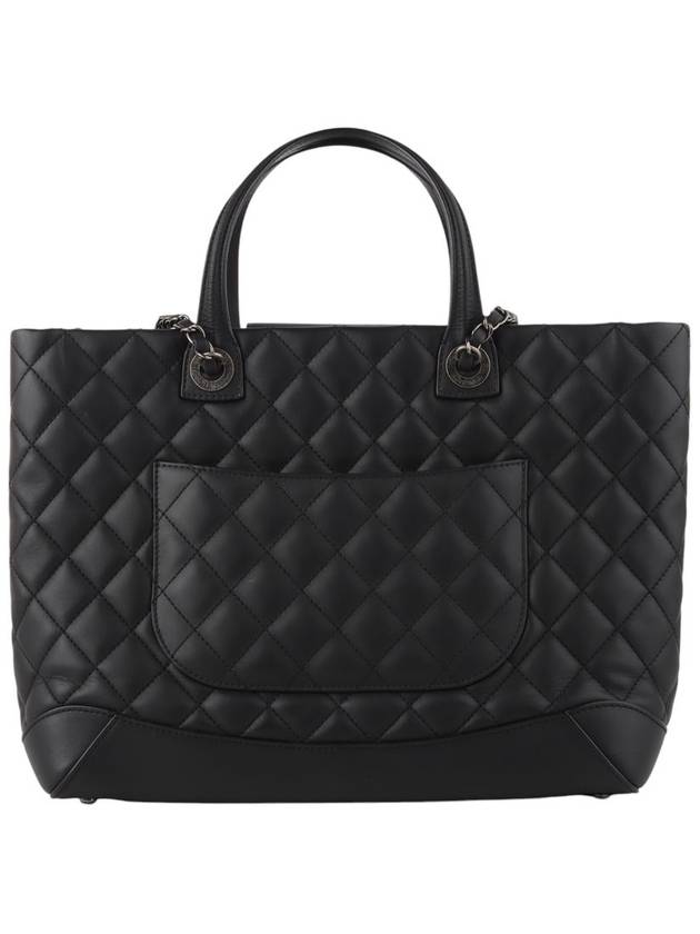 Calfskin quilted silver logo easy shopper bag 33564Y 2 - CHANEL - BALAAN 3