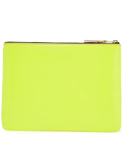 compact wallet in fluorescent pink and yellow goat leather with zip - COMME DES GARCONS WALLET - BALAAN 2