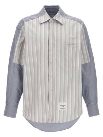 RWB Tab Stripe Patchwork Long Sleeve Shirt - THOM BROWNE - BALAAN 1