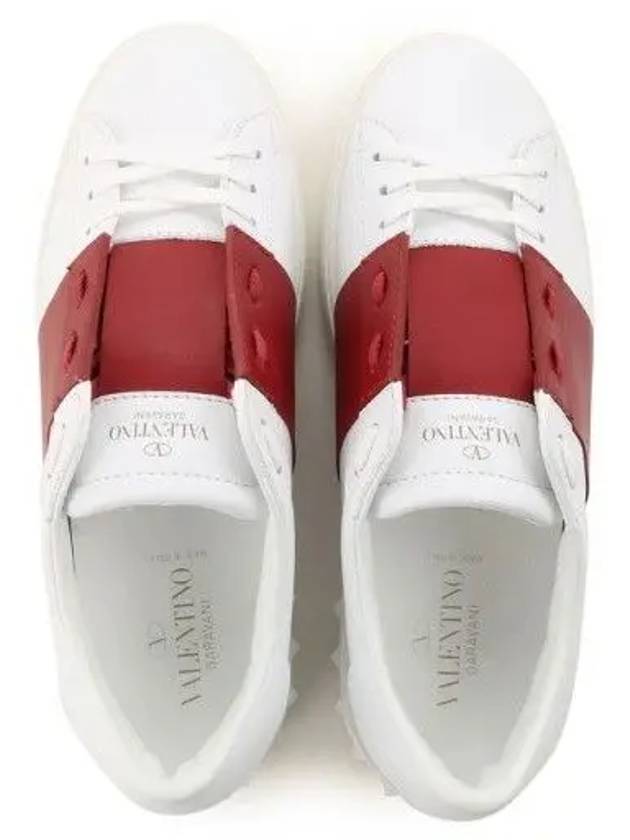 Rockstud Hidden Open Band Low Top Sneakers White Burgundy - VALENTINO - BALAAN 4