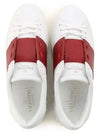 Men's Hidden Open Band Low Top Sneakers White Burgundy - VALENTINO - BALAAN 4