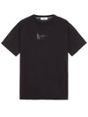 Logo Print Short Sleeve T-Shirt Black - STONE ISLAND - BALAAN 2