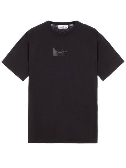 Logo Print Short Sleeve T-Shirt Black - STONE ISLAND - BALAAN 2