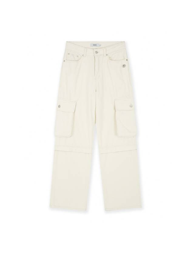 Unisex wide fit corduroy cargo pants M Ivory - NUAKLE - BALAAN 2