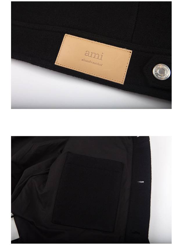 Button Wool Boxy Jacket Black - AMI - BALAAN 9