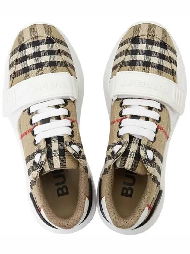 Vintage Check And Leather Sneakers White Archive Beige - BURBERRY - BALAAN 3