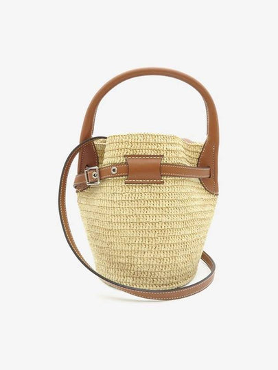 Big Bag Nano Raffia And Calfskin Bucket Bag Natural - CELINE - BALAAN 2