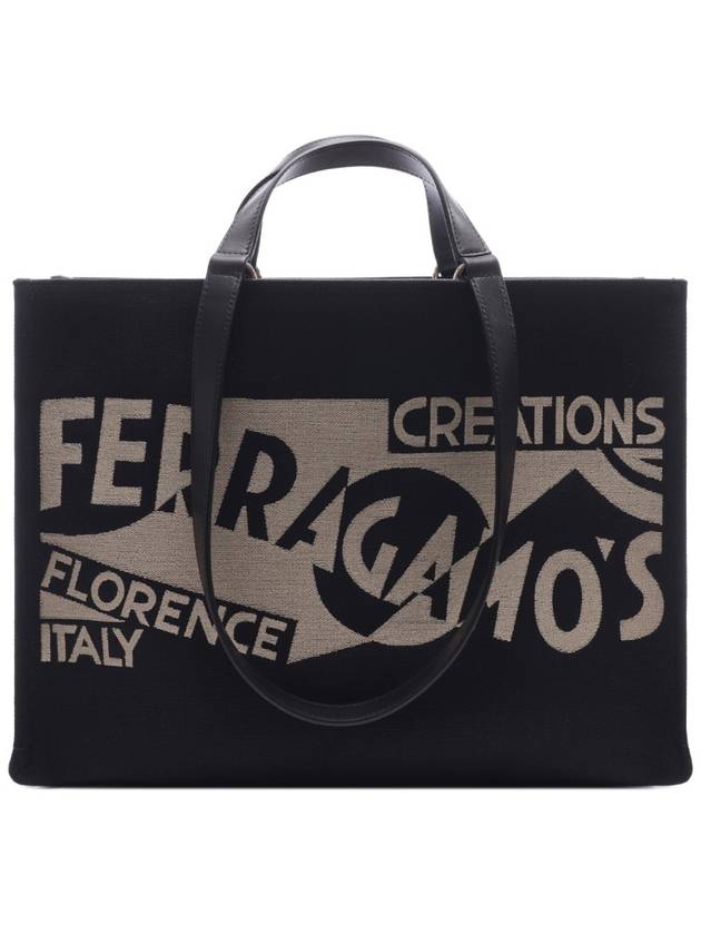 Logo Tote Bag Black - SALVATORE FERRAGAMO - BALAAN 3