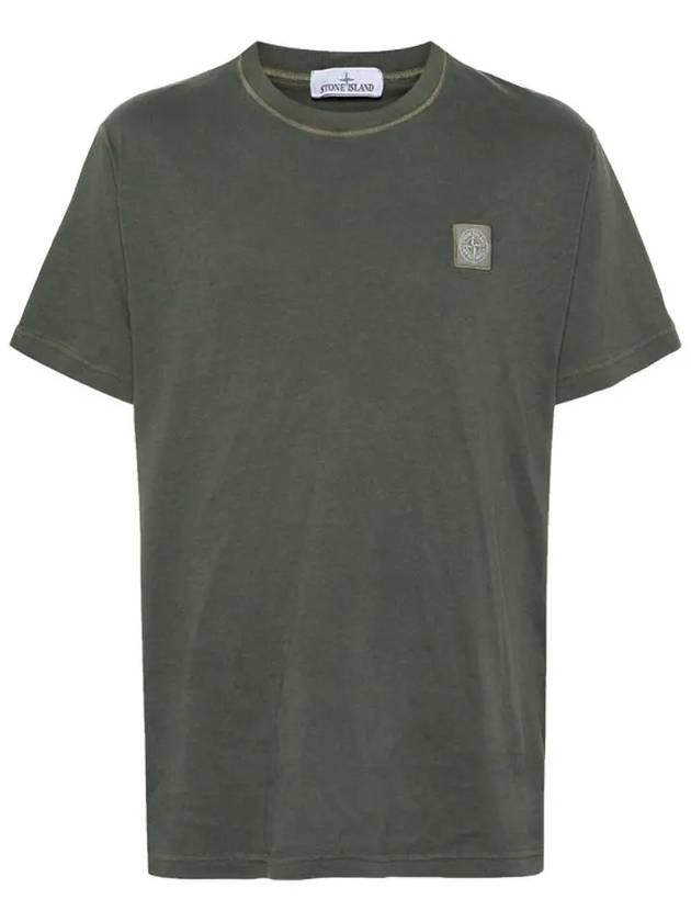 Organic Cotton Short Sleeve T-Shirt Sage Green - STONE ISLAND - BALAAN 3