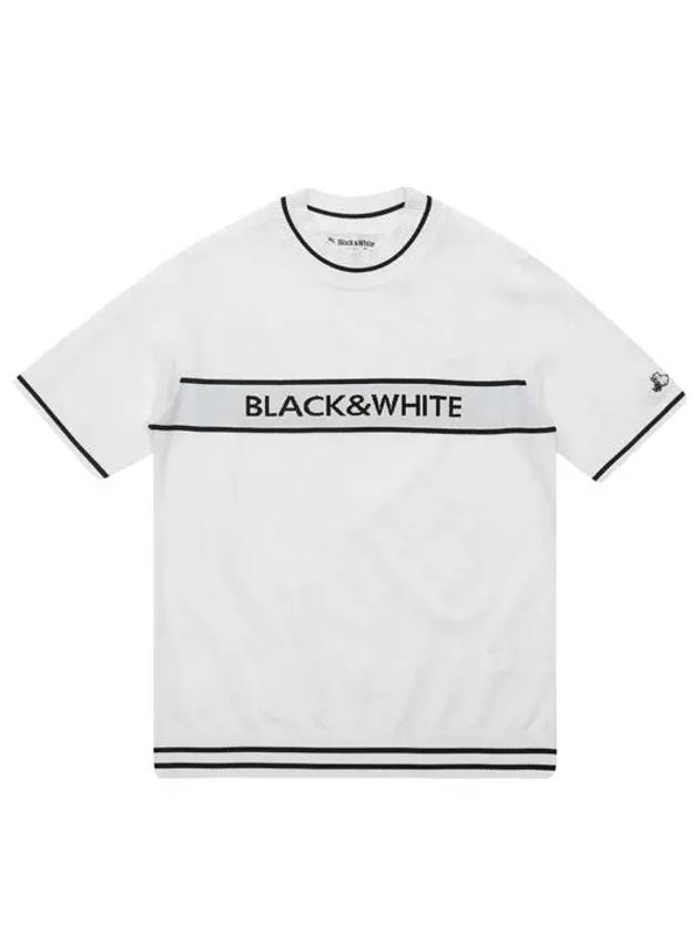 front logo knit short sleeve 2702LAVE - BLACK&WHITE - BALAAN 2