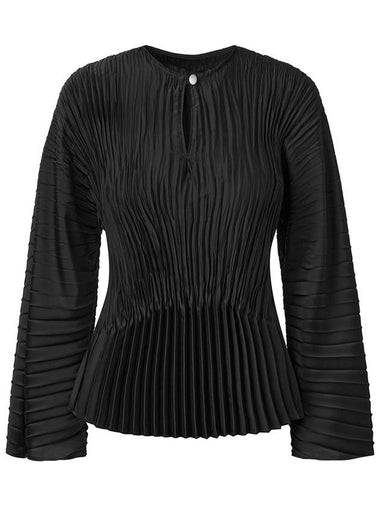 Women s Denim Pleated Barrie Blouse Black - MONPLISSE - BALAAN 1