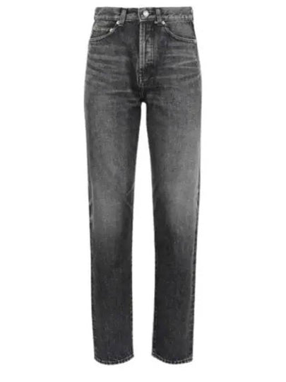 Women's High Waist Slim Dirty Medium Denim Jeans Black - SAINT LAURENT - BALAAN 2