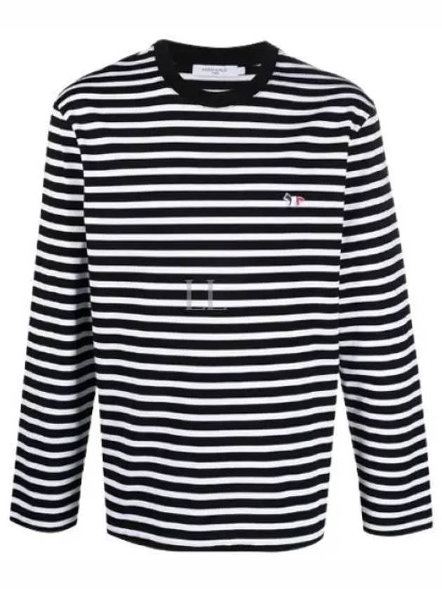 Fox Logo Stripe Long Sleeve T-Shirt White Black - MAISON KITSUNE - BALAAN 2