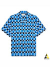 Check Pattern Bowling Short Sleeve Shirt Blue - MARNI - BALAAN 2