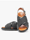 Leather Raffia Effect Fabric Fussbett Sandals Black - MARNI - BALAAN 4