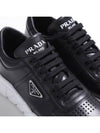 Triangle Logo Leather Low Top Sneakers Black - PRADA - BALAAN 7