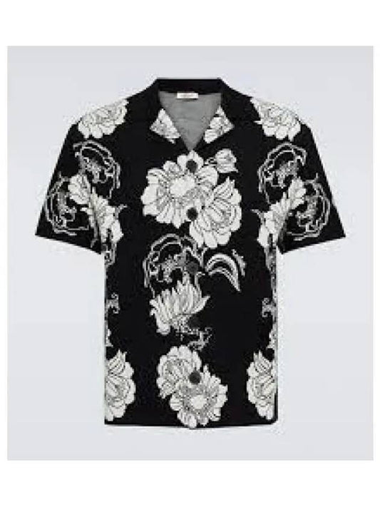 Men's Viscose Short Sleeve Shirt Black - VALENTINO - BALAAN 2