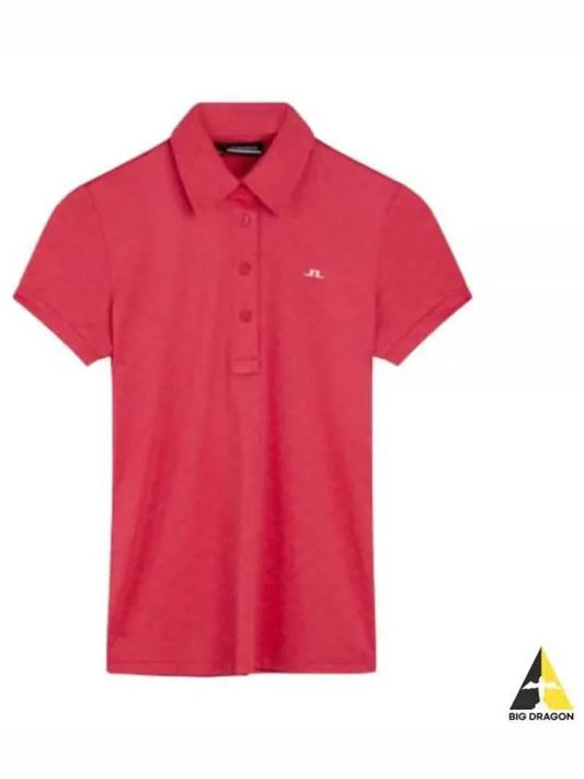 Alaya Jacquard Short Sleeve Polo Shirt Azalea - J.LINDEBERG - BALAAN 2