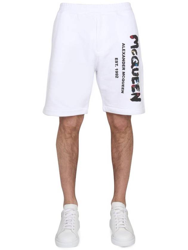 Men's Graffiti Logo Shorts White - ALEXANDER MCQUEEN - BALAAN 2