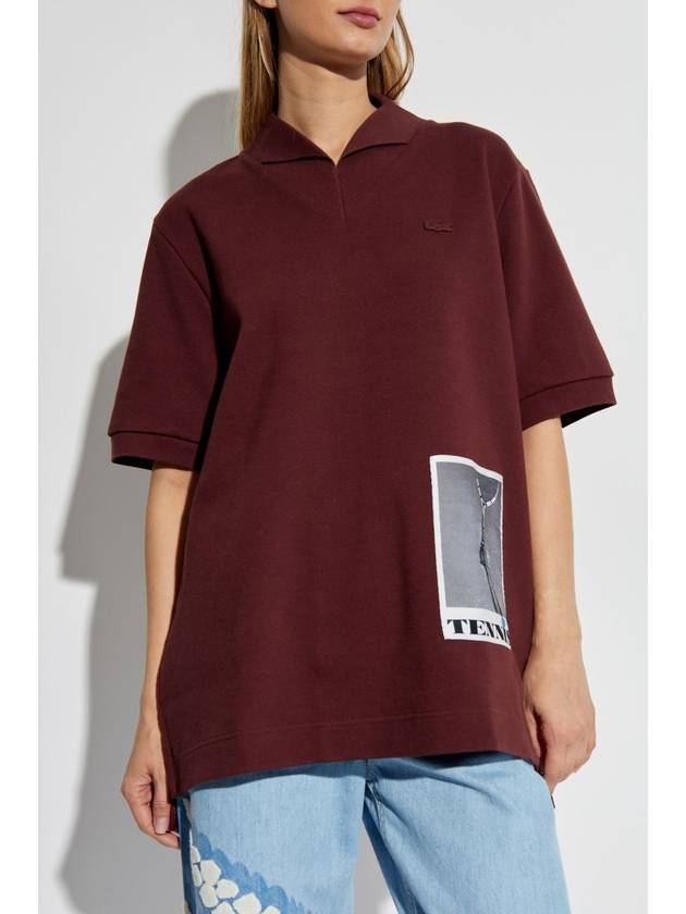 Lacoste Polo With Patch, Unisex, Burgundy - LACOSTE - BALAAN 3