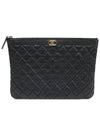 A84406 Black Grained Calfskin Gold Metal Boy New Medium Clutch 29th - CHANEL - BALAAN 1