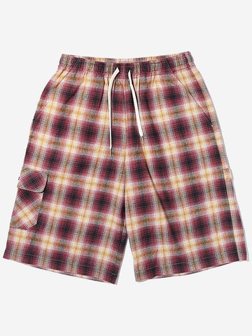 Cosmo Checker Flannel Carpenter Shorts Red - OGARP - BALAAN 1