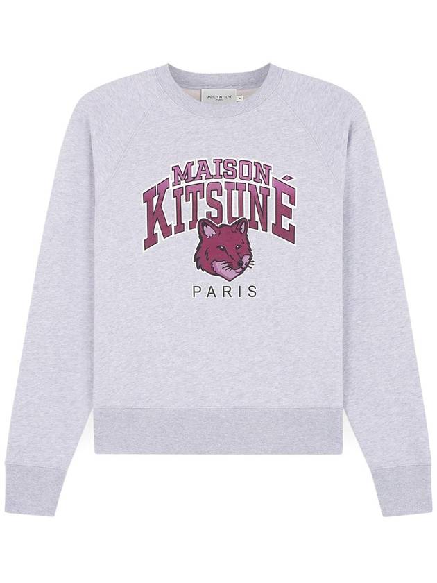 Campus Fox Print Cotton Sweatshirt Light Grey Melange - MAISON KITSUNE - BALAAN 2