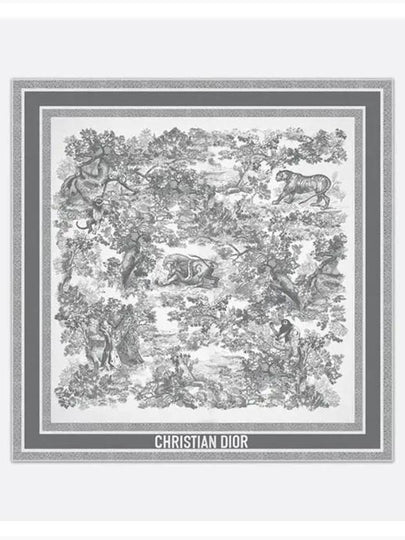 Toile de Jouy Sauvage 90 Square Scarf Grey - DIOR - BALAAN 2